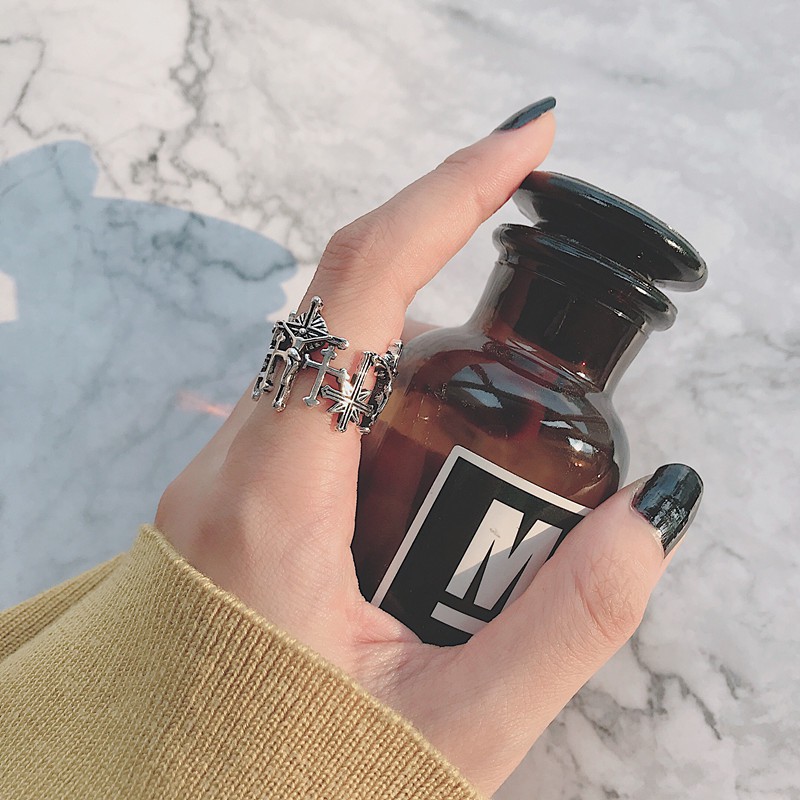 Nhẫn B796 Hình Thánh Giá Phong Cách Retro Âu Mỹ