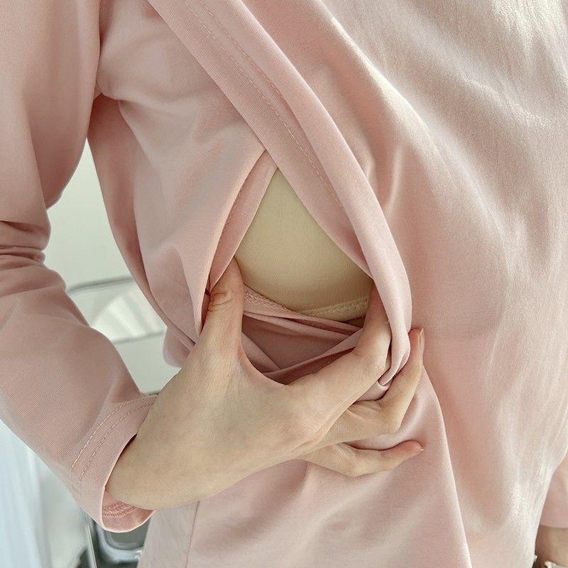 Áo Thun Tay Dài Dáng Rộng Thời Trang Xuân Thu Cho Mẹ Bầu