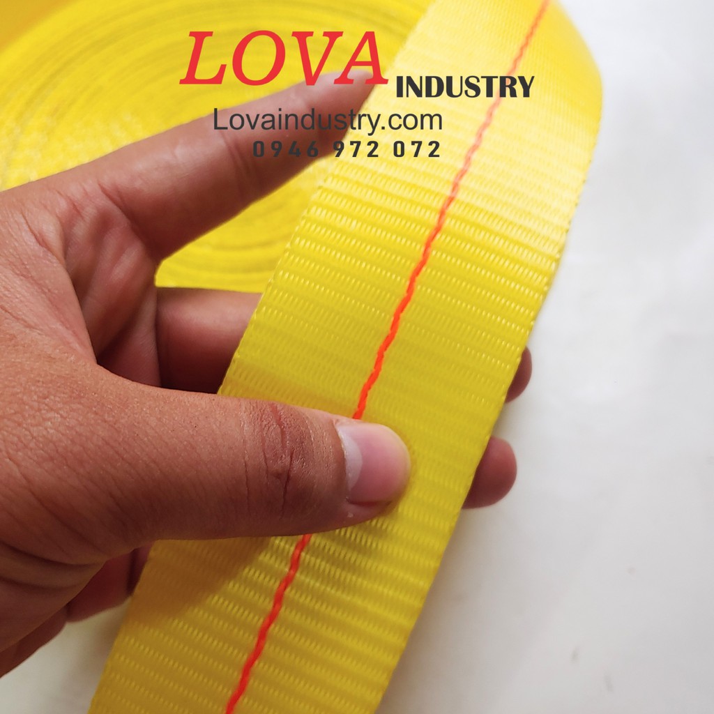 1 métDây đai Vải polyester cường lực bản 50mm màu vàng dày 1,8 li, dây đai buộc siết hàng bản lớn