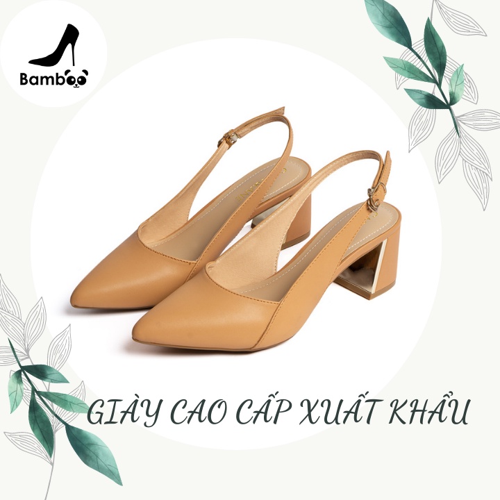 [Ảnh/Video thật] CL001 7cm Giày cao gót nữ công sở xuất khẩu đẹp sling back gót vuông mũi nhọn da mềm màu da cao cấp