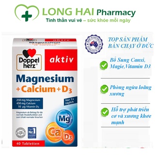 Bổ sung Canxi, Magie và D3 Aktiv Magnesium Calcium D3, doppel herz Đức 40 viên