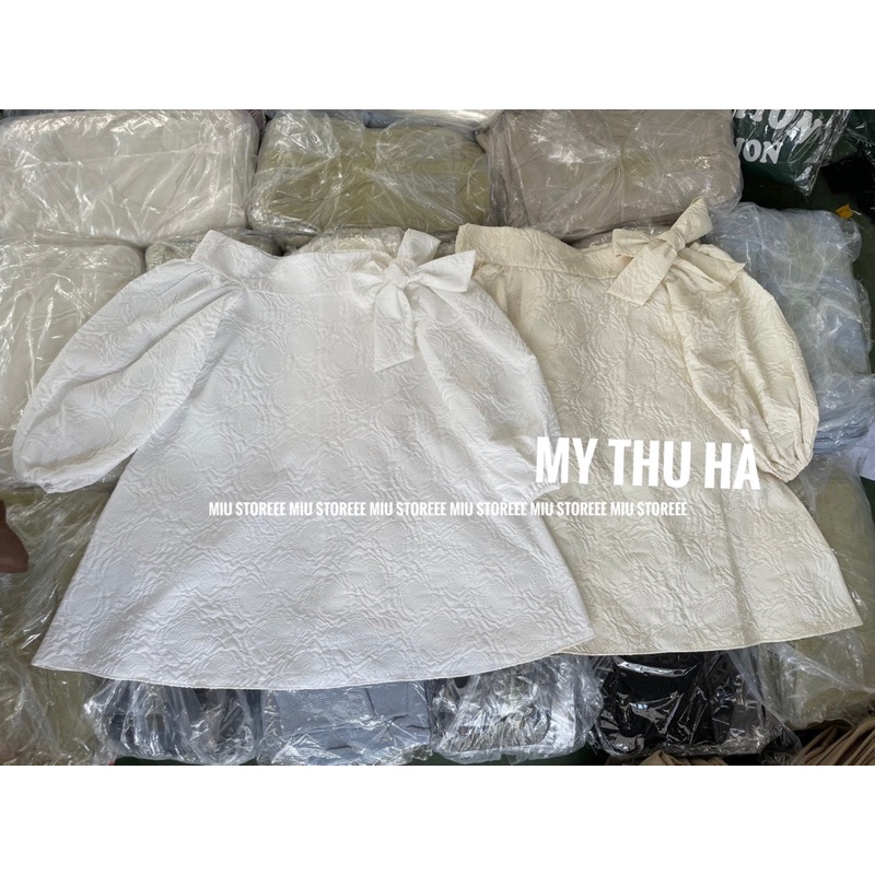 VÁY BABYDOLL BÈO TRỄ VAI BUỘC NƠ VẢI GẤM VBTVBN