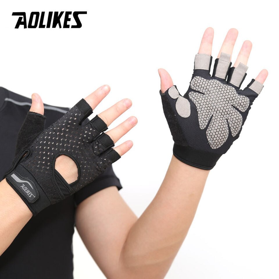 Găng tay tập gym AOLIKES A-113 nửa ngón cao cấp half finger fitness gloves