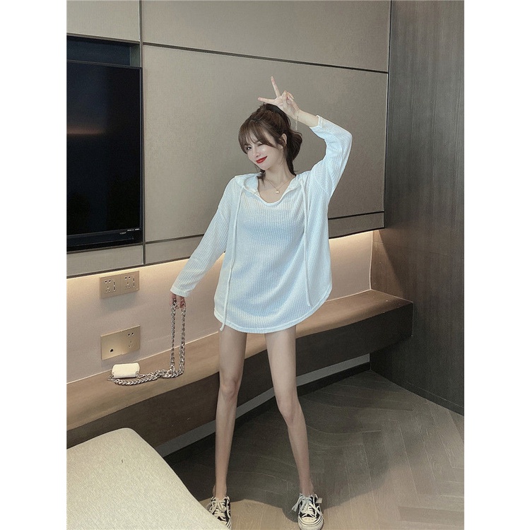 Áo Hoodie Dài Tay Màu Trơn Phong Cách Hàn Quốc Thời Trang