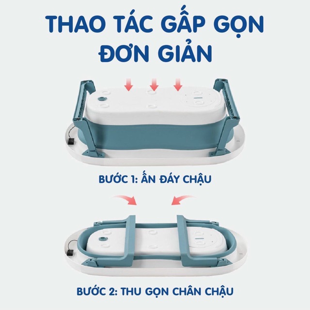 CHẬU TẮM GẤP GỌN CÓ NHIỆT KẾ KÈM PHAO CHÍNH HÃNG HOLLA CAO CẤP CHO BÉ