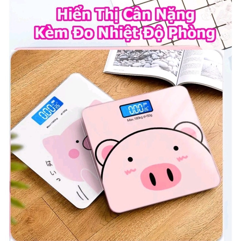 [HÀNG CHUẨN] TẶNG PIN - Cân Điện Tử Sức Khỏe Hình Chú Heo Xinh Xắn Dành Cho Gia Đình - Tiện Lợi - Chính Xác