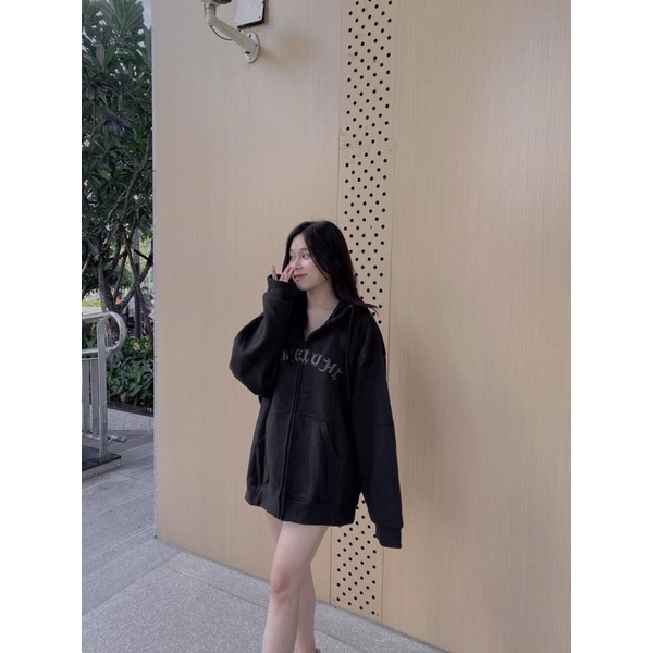 áo nỉ khóa hoodie chữ vòng đẹp mũ 2 lớp cực hot in chữ siêu hot hàng mặc mát thoải mái dáng rộng unisex