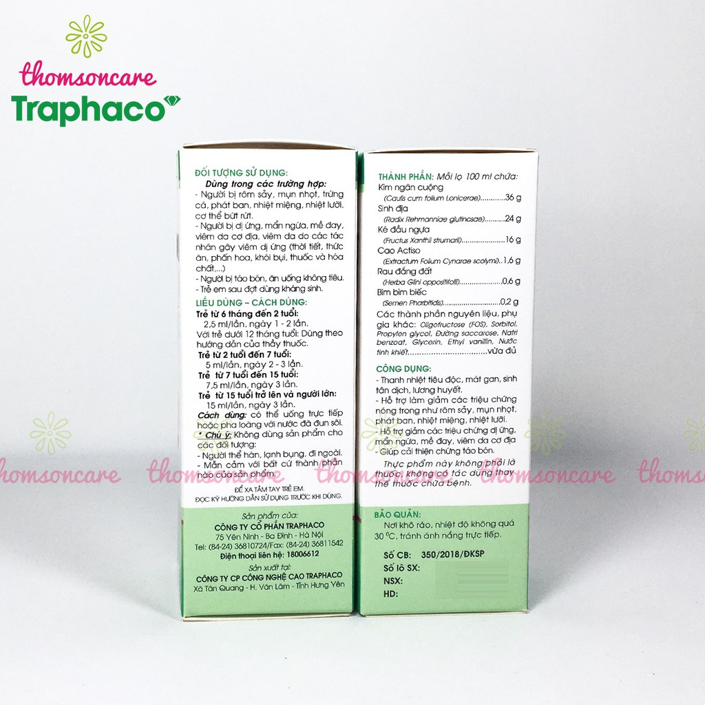 Siro Boganic Kid Traphaco - hỗ trợ mát gan, thanh nhiệt, giảm mẩn ngứa, rôm sảy cho bé từ Actiso và thảo dược