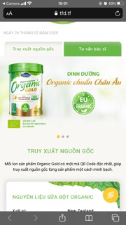 Sữa Vinamilk Organic 4 850g