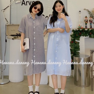 Váy suông dáng dài , đầm suông dáng dài sọc dọc chất vải xốp mỏng mềm mại siêu mát Vaykesuongdangdai