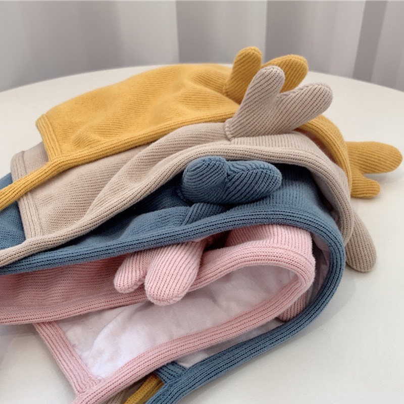 Mũ Cotton Cho Bé Trai Bé Gái Mùa Thu Đông 2-12 Tháng Mẫu Sừng M23
