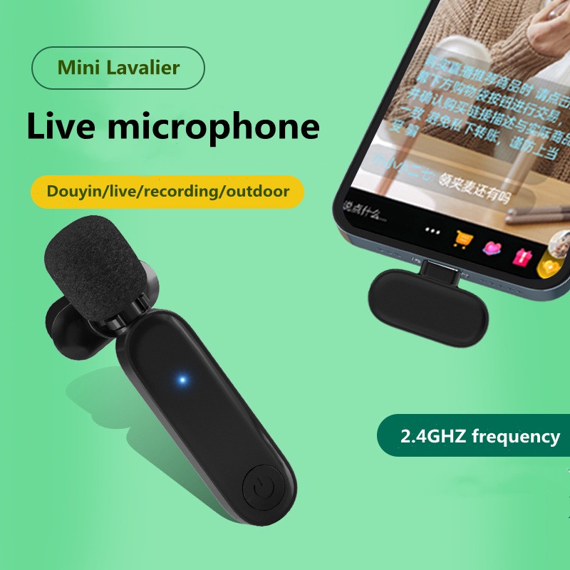 Micro không dây kẹp cổ áo giảm tiếng ồn 2.4G hỗ trợ ghi âm/phát trực tiếp cho điện th