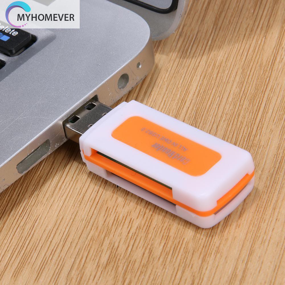 myhomever Mini USB2.0 4 Card Slots Smart Card Reader SD/MMC TF MS M2 Card Reader