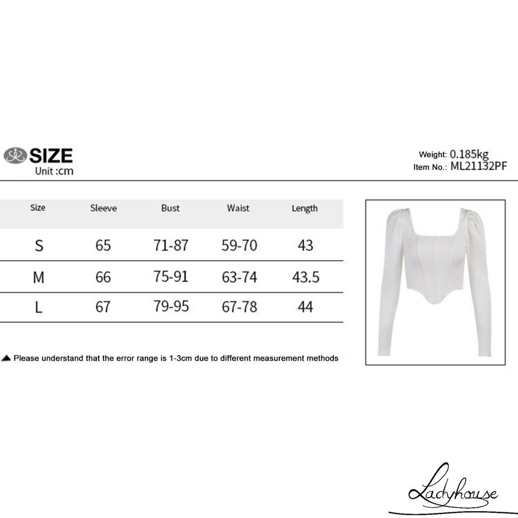 Áo Tay Dài Phồng Màu Trơn Dáng Ôm Thời Trang Cho Nữ