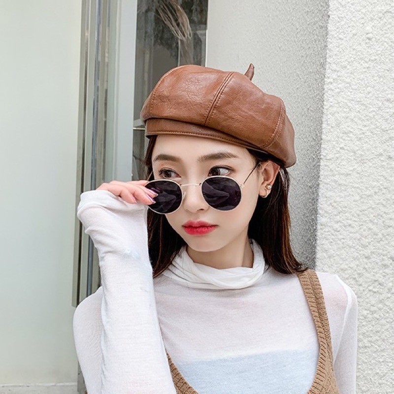 Mũ nồi beret nữ da Pu cao cấp phong cách Hàn quốc
