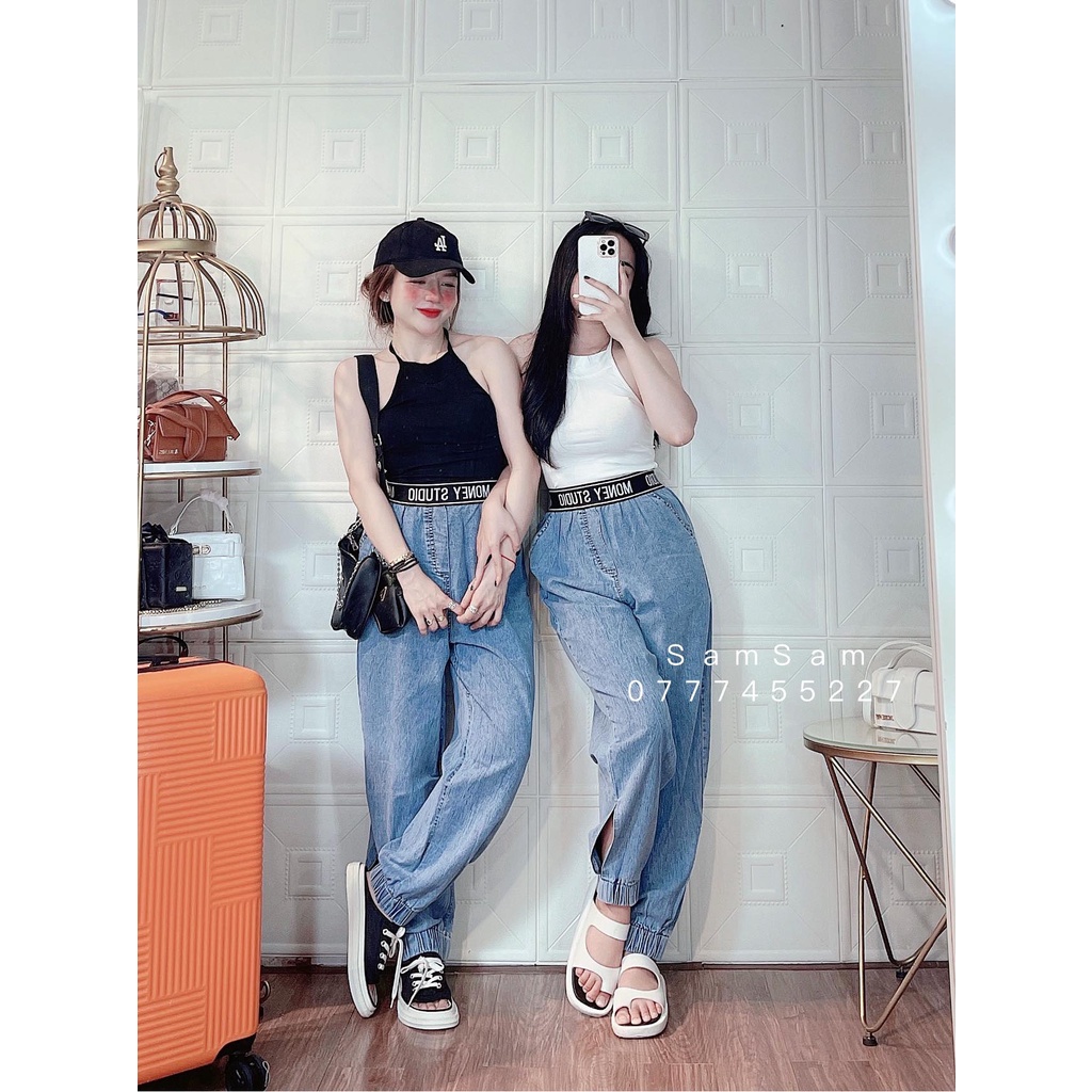 Set áo yếm và quần bò kiểu dáng baggy