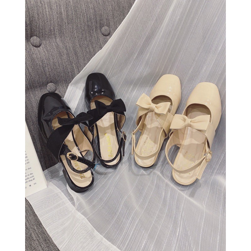 Giày búp bê nơ da bóng siêu đẹp