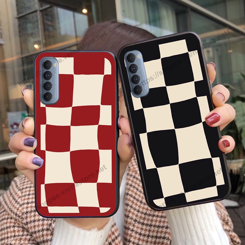 Ốp lưng Oppo Reno3 / Reno3 Pro / Reno 3 mặt cười, họa tiết caro đơn giản đẹp cute