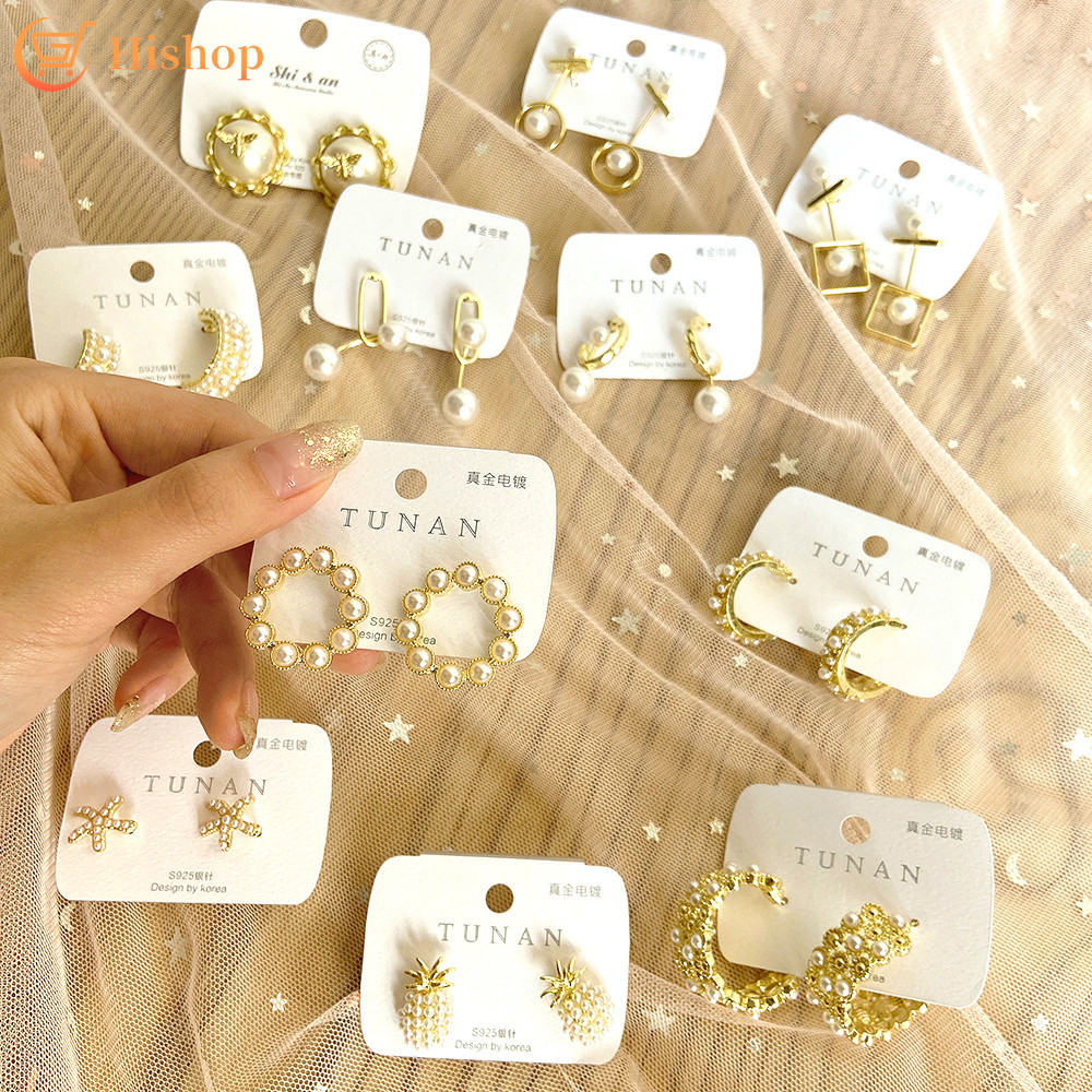 Hoa Tai Dáng Dài Đính Ngọc Trai Phối Tua Rua Phong Cách Hàn Quốc