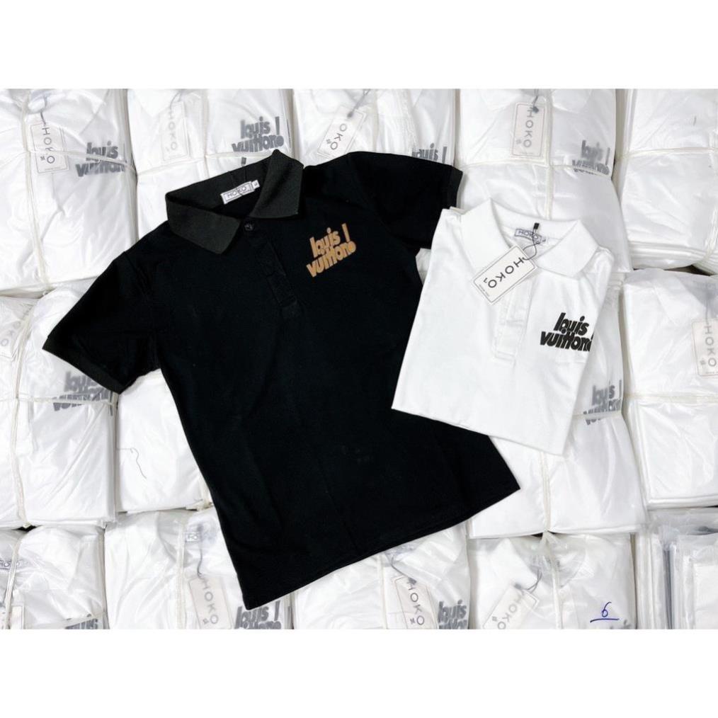 Áo Polo LV In Gấu Sau Lưng, Áo Thun Có Cổ Nam Nữ Chất Liệu Cotton Cực Đẹp