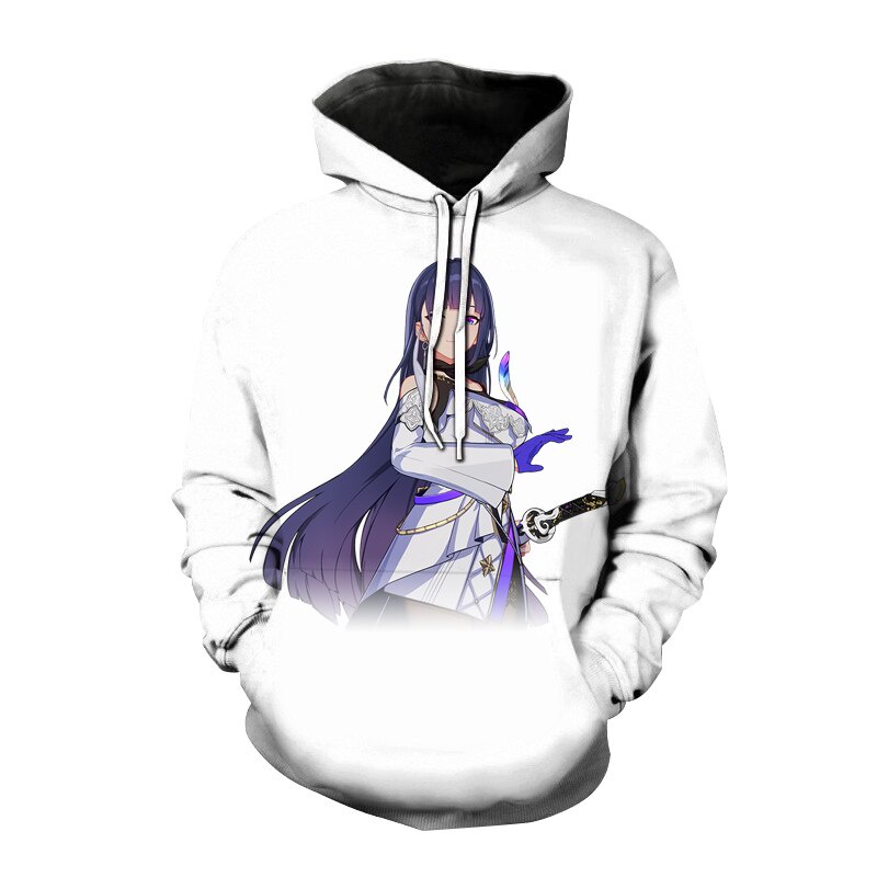 Áo Hoodie In Họa Tiết Anime Genshin Va Chạm Raiden Shogun 3D Thời Trang Harajuku Đường Phố Cho Nam Và Nữ