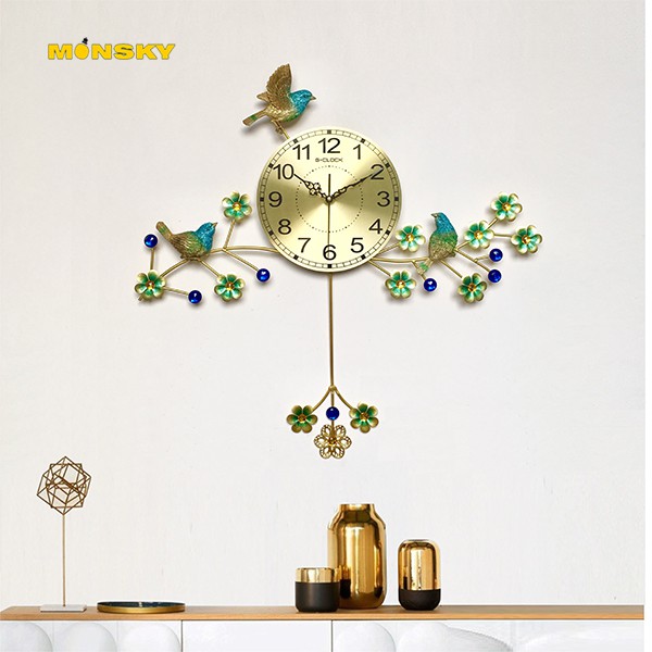 Đồng hồ treo tường MONSKY GCLOCK loại 60X66 (cm) cao cấp làm từ kim loại sơn tĩnh điện chạy máy kim trôi chuẩn (1922)