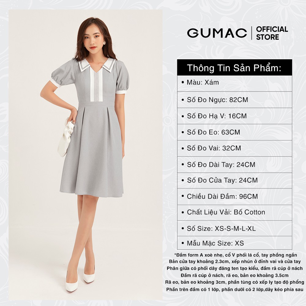 [Mã WABRGU155 giảm 15% tối đa 50k đơn 199k] Đầm nữ ôm dáng GUMAC thiết kế thời trang, màu xám đủ size DB160