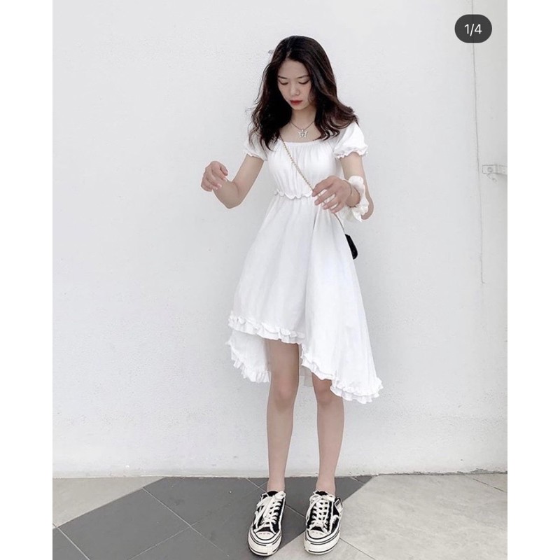 Váy Nữ Lizzy Dress Thiết Kế Cotton Hớt Trước CaoCaobycaochen 2 Màu Đen Trắng Có Bigsize
