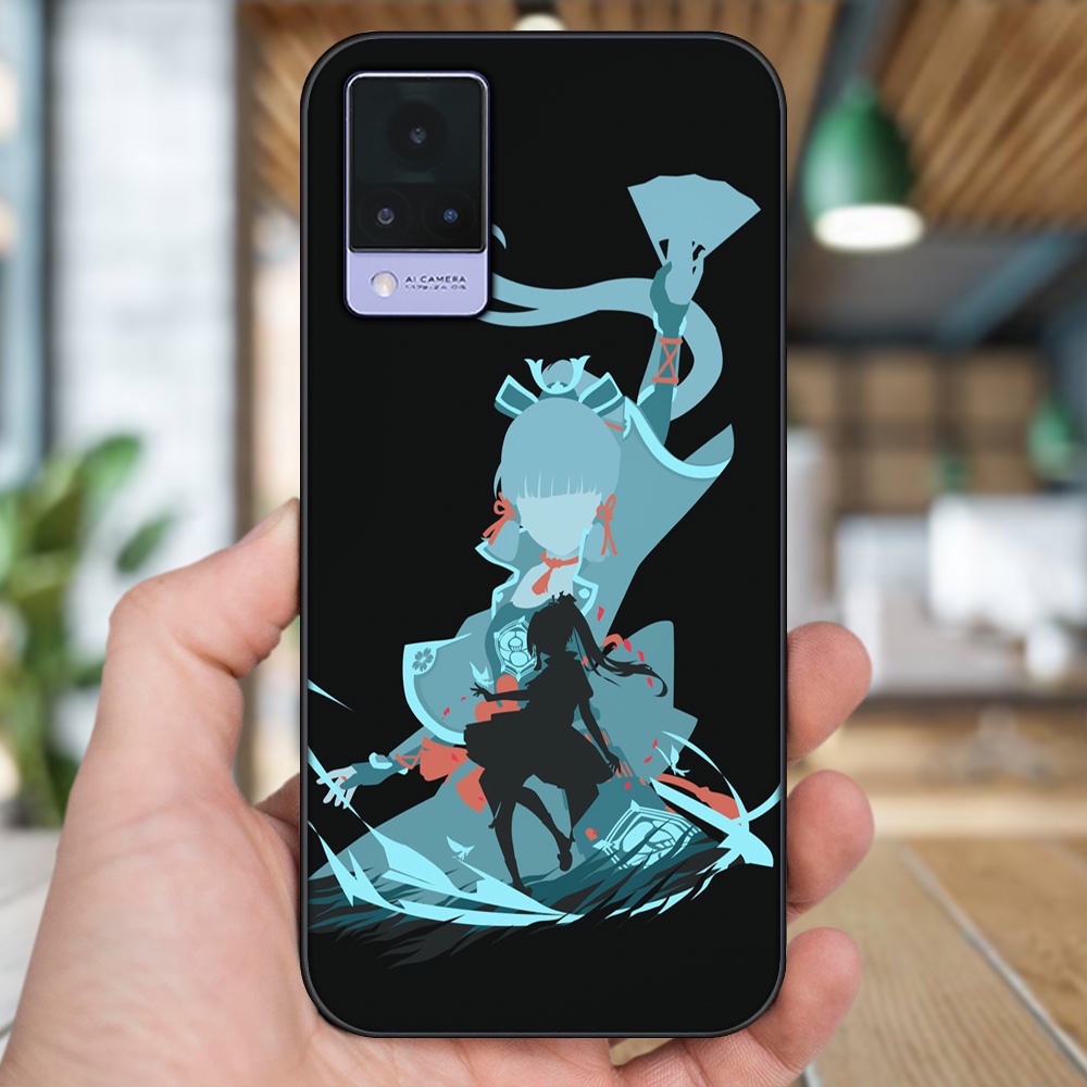 Ốp lưng Vivo V21 viền đen in hình Ayaka Genshin Impact