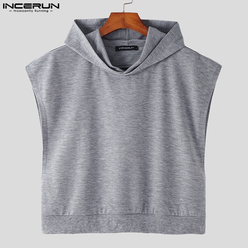 Áo choàng hoodie INCERUN sát nách thời trang mùa hè cho nam giới