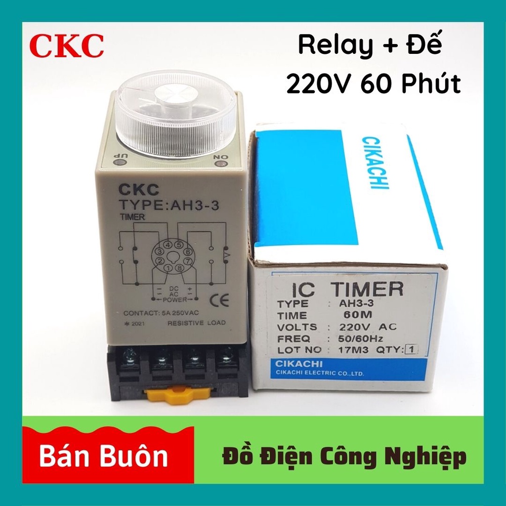 Relay thời gian CKC 220V 60 phút, rơ le thời gian, ckc 220v 60M