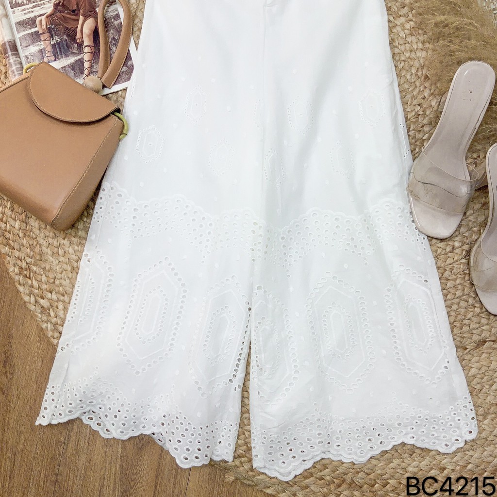 Jumpsuit áo cánh dơi liền quần trắng thêu họa tiết MIMIX BC4215