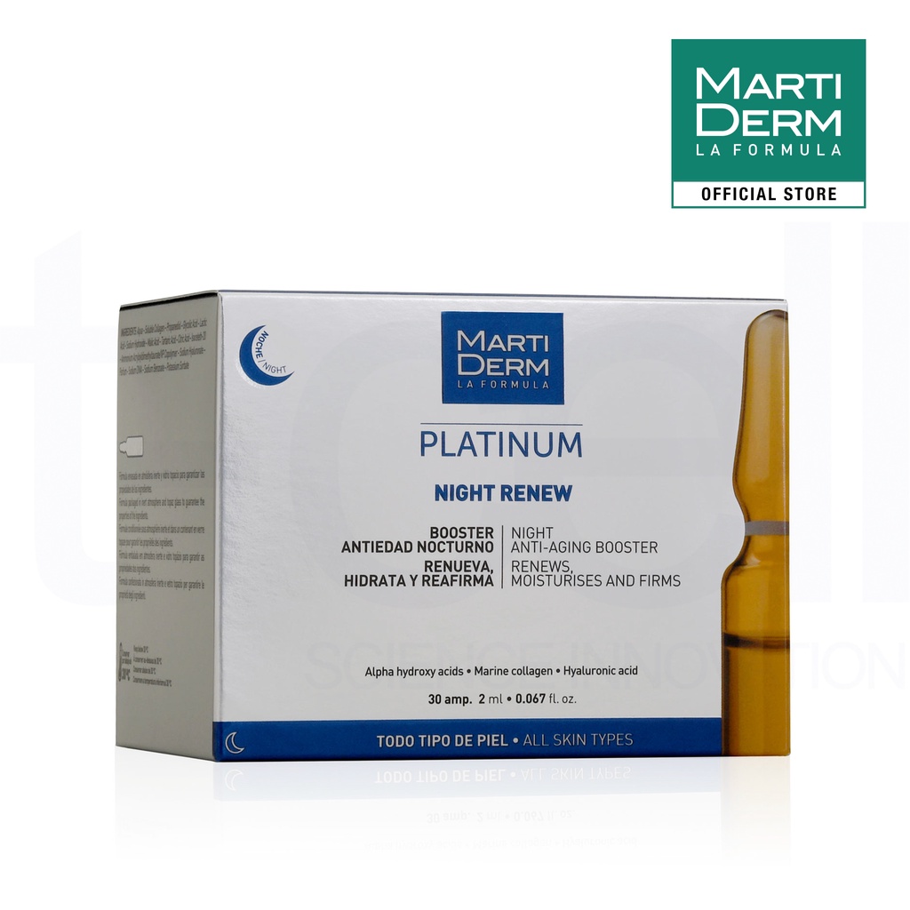 Ampoule Chống Lão Hoá & Tái Tạo Da Ban Đêm - MartiDerm Platinum Night Renew Ampoule