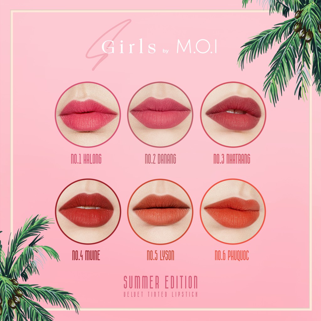 Set 3 son kem lì Sgirls by M.O.I chất nhung lì, mềm môi, bám mịn, nhiều dưỡng 4g