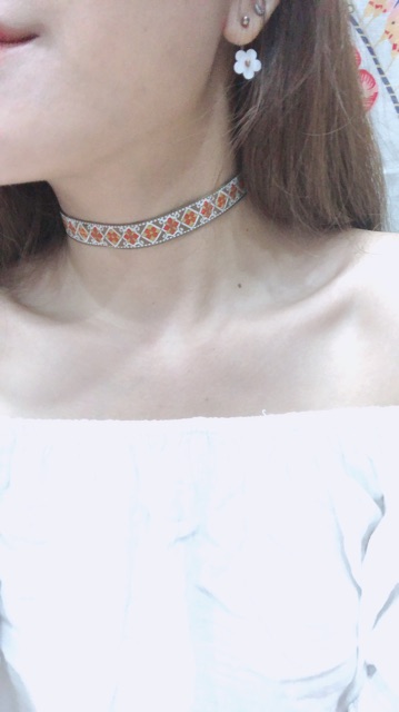 Vòng cổ bohemian vintage xinh xắn - Choker thổ cẩm