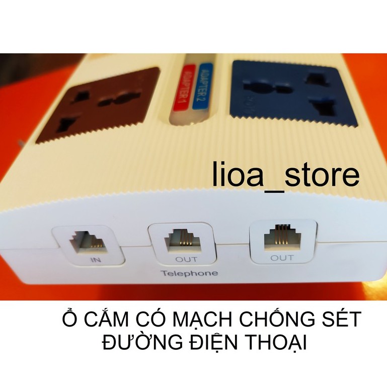 Ổ CẮM LiOA 10 ĐA NĂNG CÓ MẠCH CHỐNG SÉT ĐƯỜNG THÔNG TIN VÀ DÂY TIẾP ĐẤT.