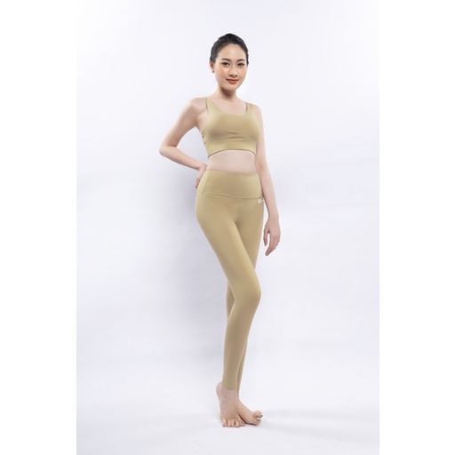 Bộ Đồ Tập Gym Yoga Livan Soft Lavish Màu Kaki Tặng Kèm Mút Ngực Cao Cấp