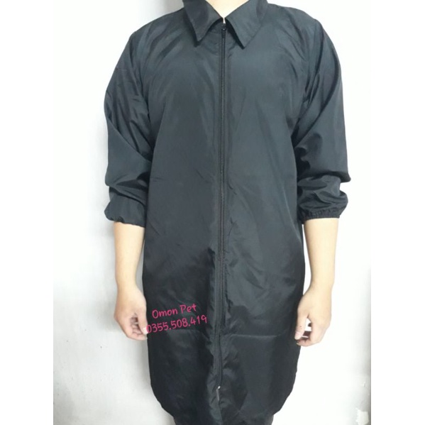 Áo Grooming cắt tỉa lông chó mèo chống bám lông bám bụi nhẹ dáng dài kéo khóa cho cả thợ nam và nữ - OmonPet