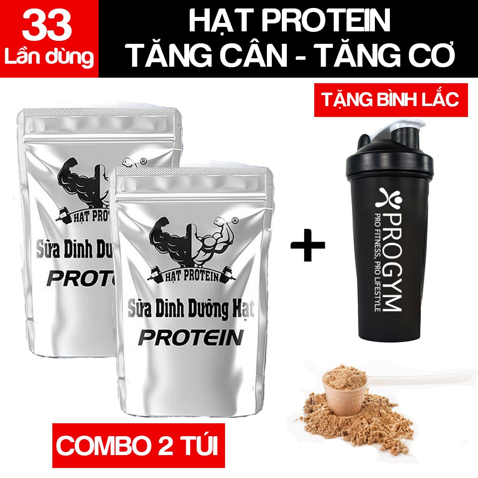 (COMBO 2 túi + Tặng bình lắc) Sữa Tăng Cân Tăng Cơ - Ngũ Cốc Tăng Cân - Hạt Protein (100% chính hãng - ATVSTP - CBCL) thumbnail