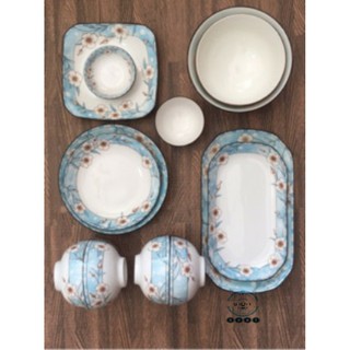 Bộ Bát Đĩa Sứ Họa Tiết Hoa Mai-Gồm 24 Chi tiết-Men Dầy Dặn-Sáng-Họa Tiết Nhã Nhặn-Giao Hàng An Toàn Toàn Quốc