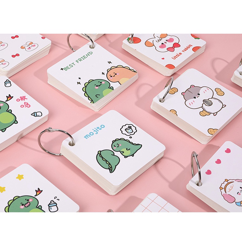 Flashcard thẻ học từ vựng tiếng anh, flashcard ghi chú học ngoại ngữ kèm khoen dễ thương cute TooYoo TY0100