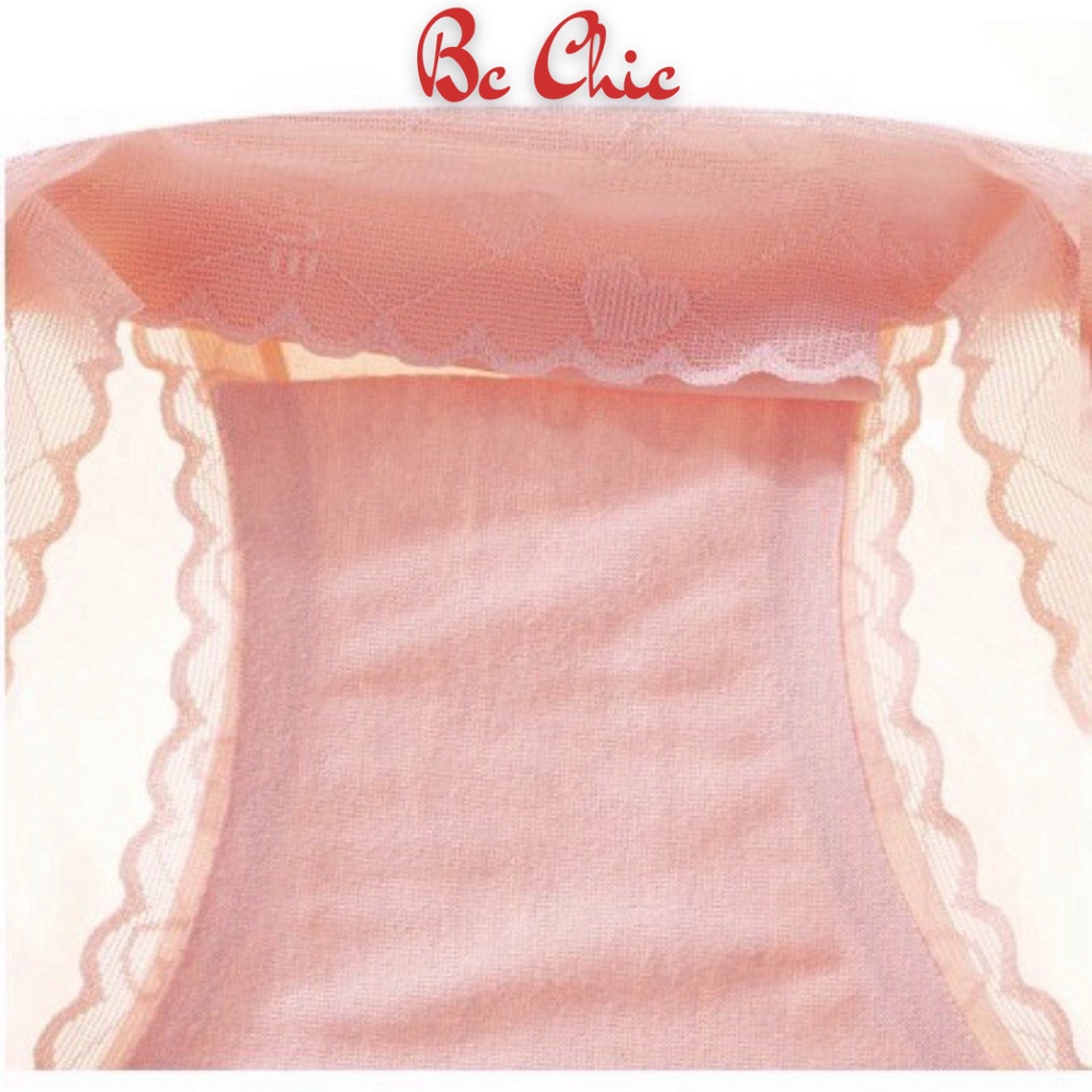 Quần lót nữ lụa băng - quần chip nữ tàng hình cạp ren họa tiết tim - có bigsize - mã Q1013 BC_CHIC LINGERIE