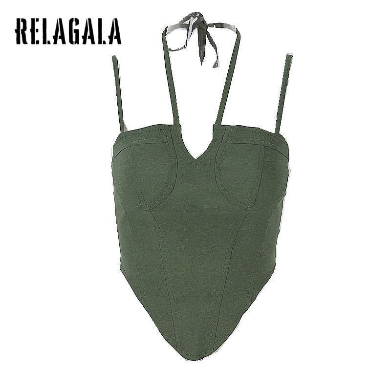 Relagala Phụ Nữ Dây Đeo Áo Tank Top Rắn