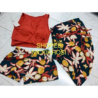 Bộ bikini đi biển đồ bơi nữ hai mảnh kín đáo 3 chi tiết cạp cao áo tắm che nắng | BigBuy360 - bigbuy360.vn