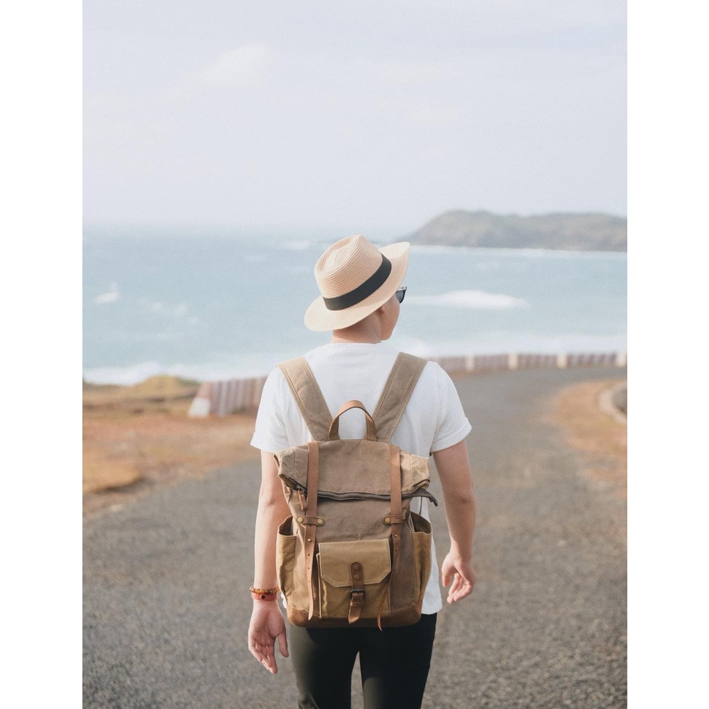 Balo Da Bò Thật balo canvas BL01  - Du Mục Store