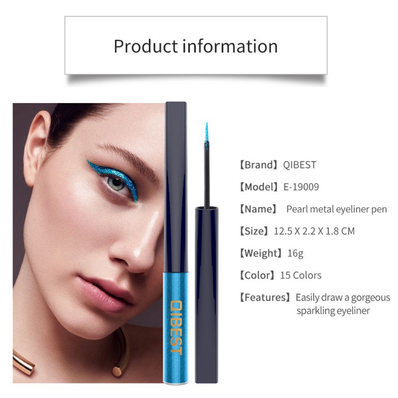 [Hàng mới về] Bút kẻ mắt dạng lỏng màu ánh kim lâu trôi không thấm nước QIBEST