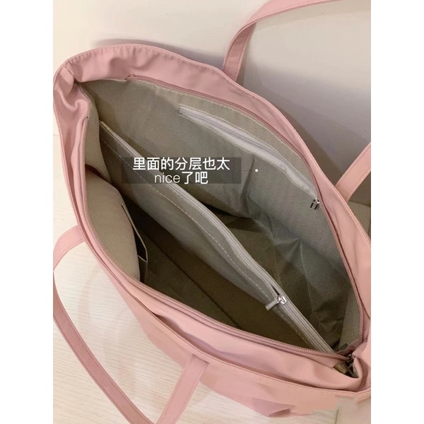 Túi xách tote vải đeo vai học thêm / đi làm rộng rãi nhiều ngăn basic pastel có khoá kéo Yannie Lolita