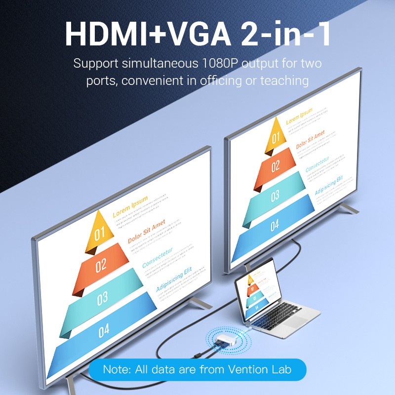 Cáp chuyển đổi VENTION VGA mini DP sang HDMI 4K 30Hz lõi nhôm HD cho HDTV laptop/máy tính bàn