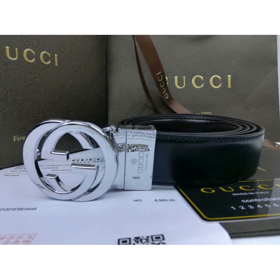 Thắt Lưng Gucci Bằng Da Có Khóa Dập Nổi Kiểu Cổ Điển Dành Cho Nam