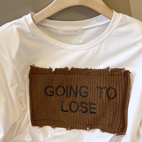 Áo Thun Cotton Tay Ngắn Dáng Ôm In Chữ Màu Sắc Tương Phản Phong Cách Hàn Quốc Thời Trang Cho Nữ 2022